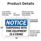 Signmission Tampering With Fire Equipment Is A Crime, 14 in W x Rectangle, Plastic OS-2PACK-NS-P-1014-L-18522 - alternate 2